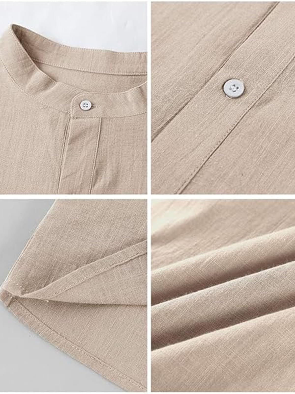 Runcati Camicia da uomo in lino a maniche lunghe, in cotone e lino, per il tempo libero, vestibilità normale, camicia estiva