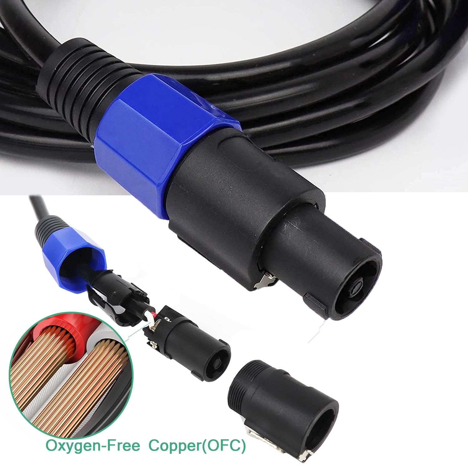 Cavi professionali per altoparlanti da Speakon a 1/4 di pollice – Heavy Duty 12 Gauge 30,5 m SpeakON a 1/4" TS DJ/PA cavi audio altoparlanti (confezione da 2)