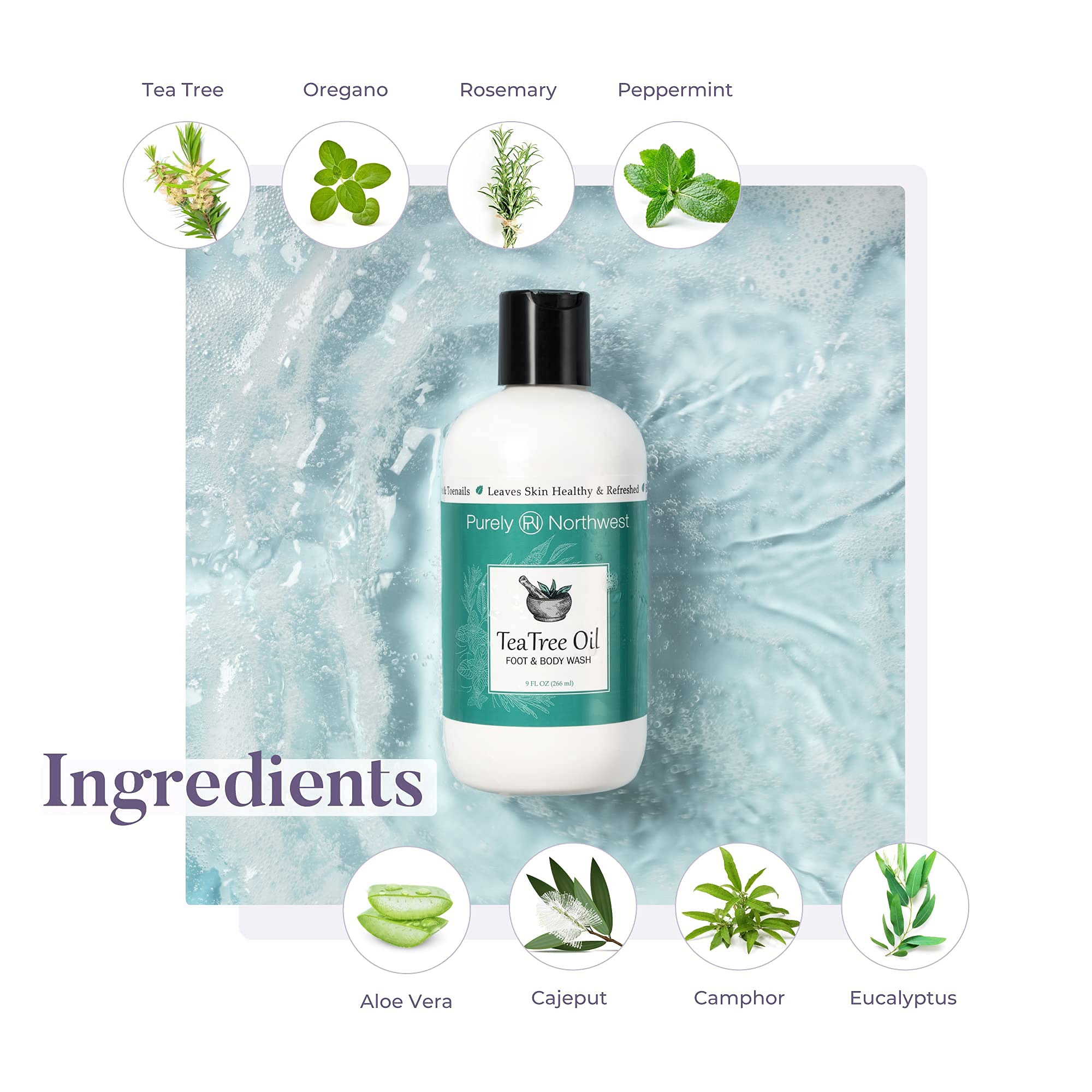 Antifungal Tea Tree Oil Body Wash, Helps Athletes Foot, Ringworm