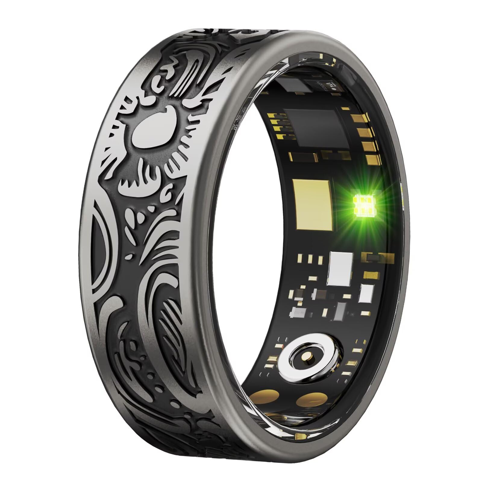 Smart Ring Android iOS Smartringe für Herren Damen Schwarz Smartring Fitness Ring Tracker Schlaftracker Pulsmesser Pedometro Fitnessring Herzquenz Fitness Tracker