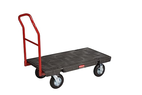 Rubbermaid Commercial Products - Carro rodante de plataforma resistente, camióncarrito de empuje, capacidad media de 200 libras, ruedas giratorias