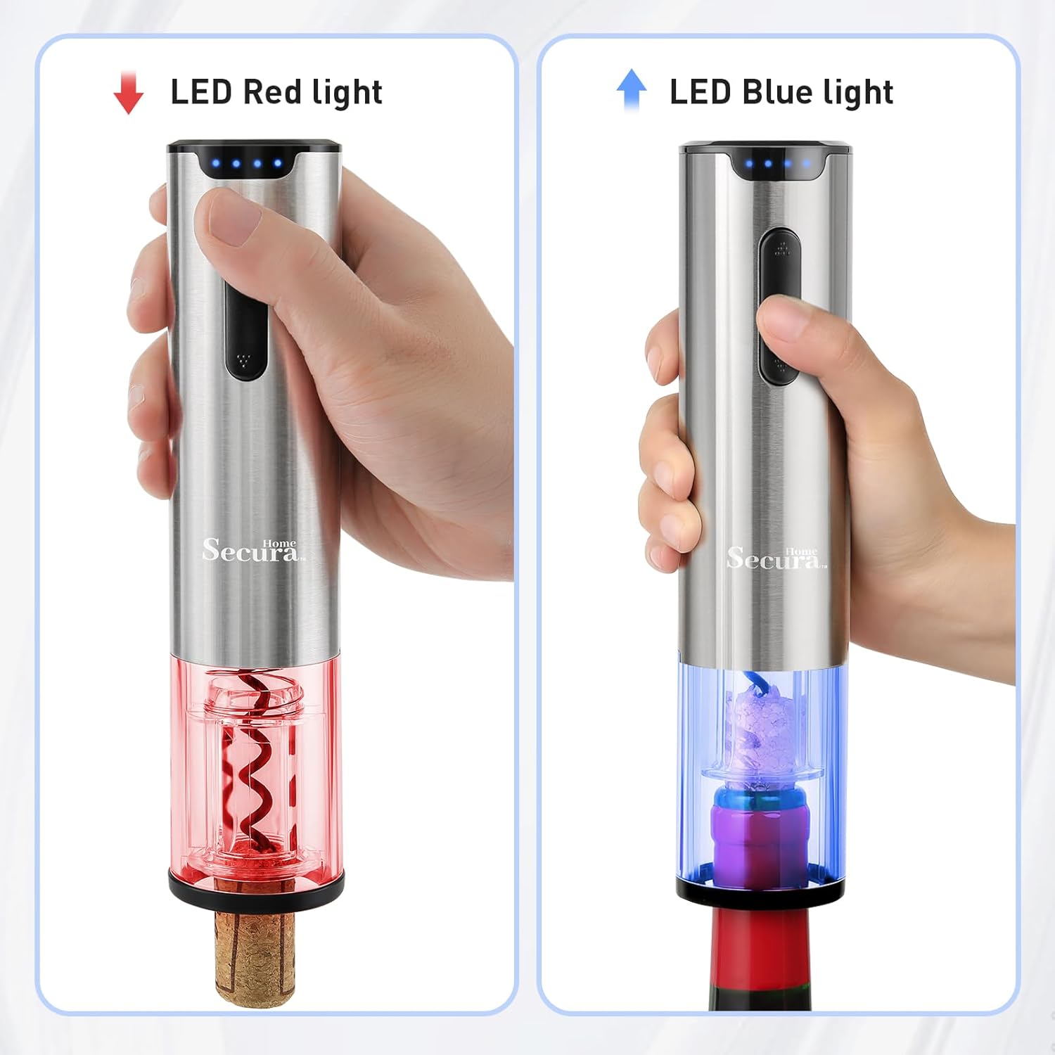 Secura 電動ワインオープナーセット 充電式 自動 ホームワインボトルオープナー 再利用可能なコルク抜き ホイルカッター付き 真