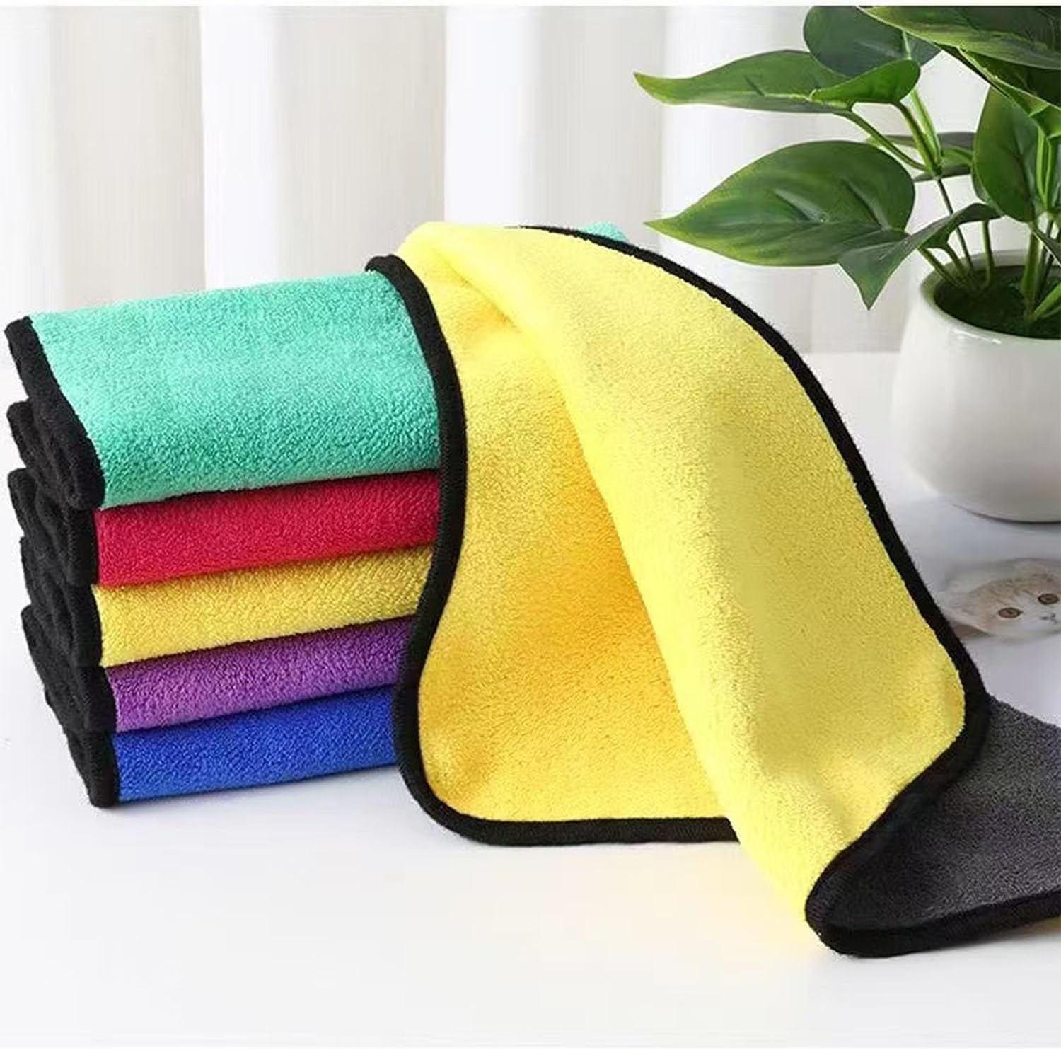 10 Pack Premium Microfiber Towels Coral velvet Washing and Detailing Towels for Car Detailing Household Cleaning Ultra-Soft Super Absorbent, Lint Streak-Free 11.8"x15.7” Cleaning Cloth (5colors) thumbnail