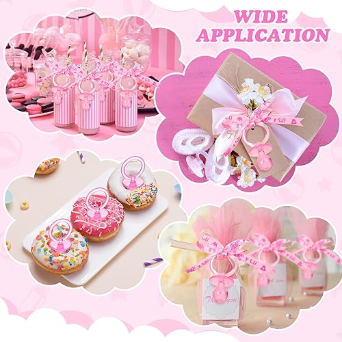 Miniatura 4 de Coume 36 piezas de chupetes de fiesta de ducha, collar de acrílico para decoración de fiesta de ducha, revelación de género, mesa dispersión (rosa)