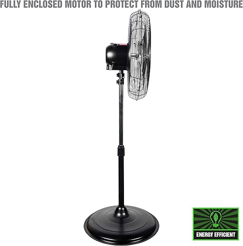 Miniatura 4 de OEMTOOLS OEM24871 - Ventilador de pedestal oscilante de 20 pulgadas, altura ajustable para garaje, tienda, gimnasio, almacén de flujo de aire de