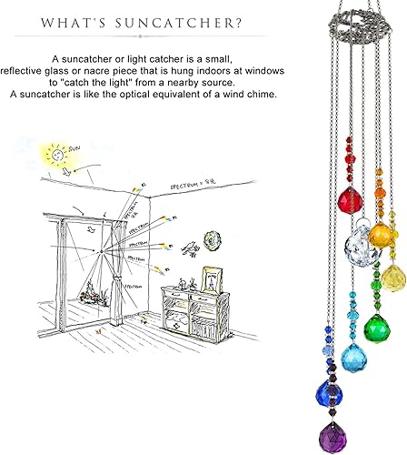 Miniatura 9 de H&D HYALINE & DORA Adorno colgante de cristal con diseño de árbol de la vida de chakras, hecho a mano, mandala, prisma, decoración de ventana de