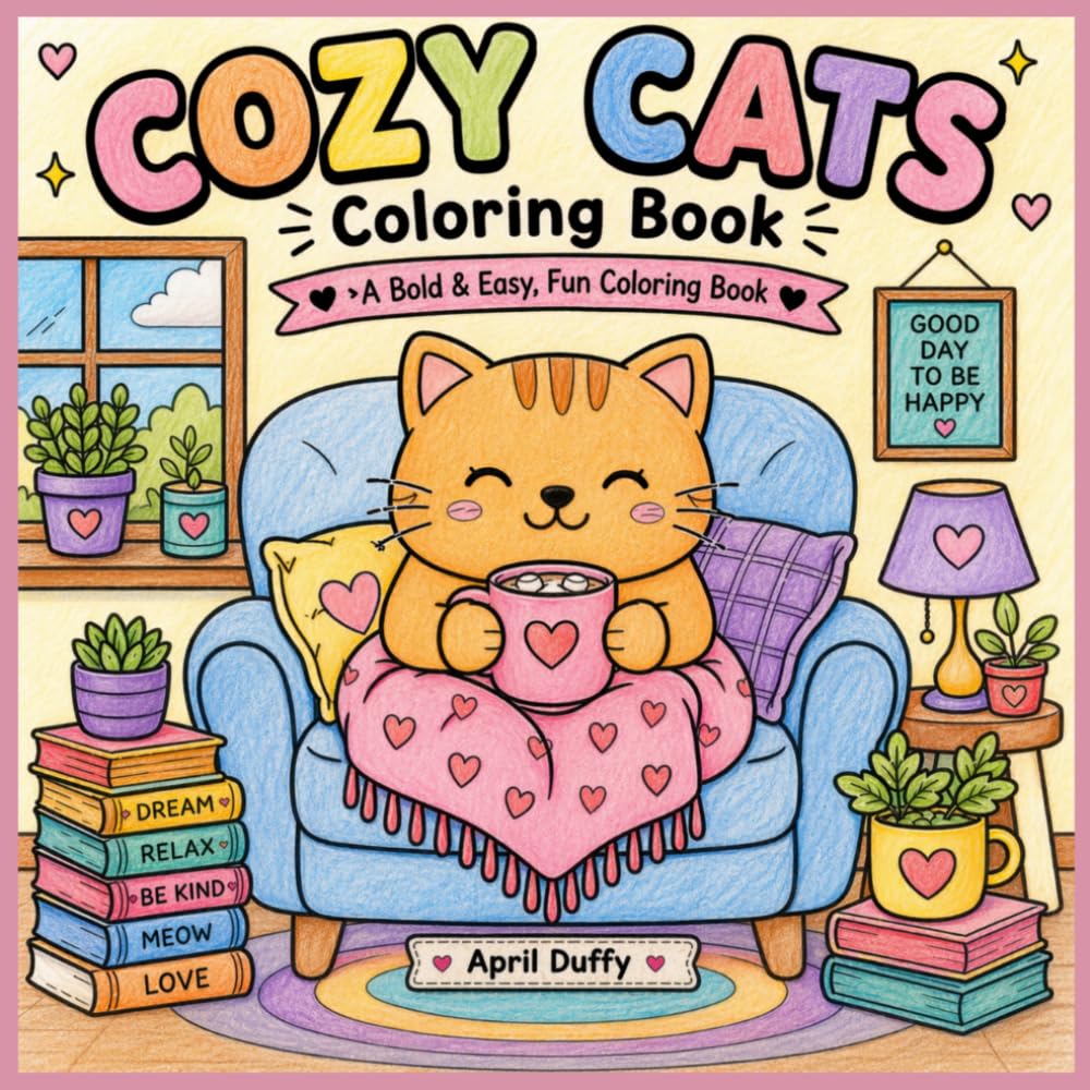 Cozy Cats: A Bold & Easy, Fun Coloring Book