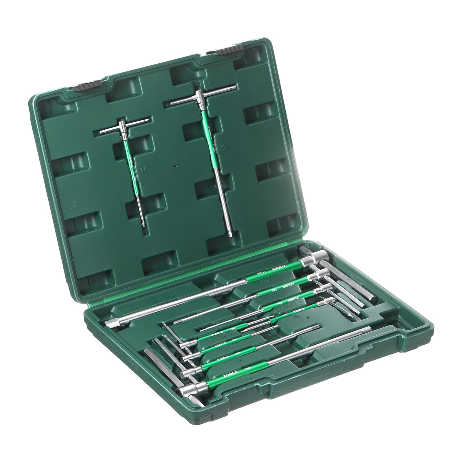 QUARKZMAN 10 Pezzi Set Di Chiavi A Bussola Scorrevole A Manico A T 2-10mm Metriche 3 Vie Maniglia Scorrevole Girevole Foderi CR-V Acciaio Chiave Esagonale Per Riparazioni Fai Da Te Casa