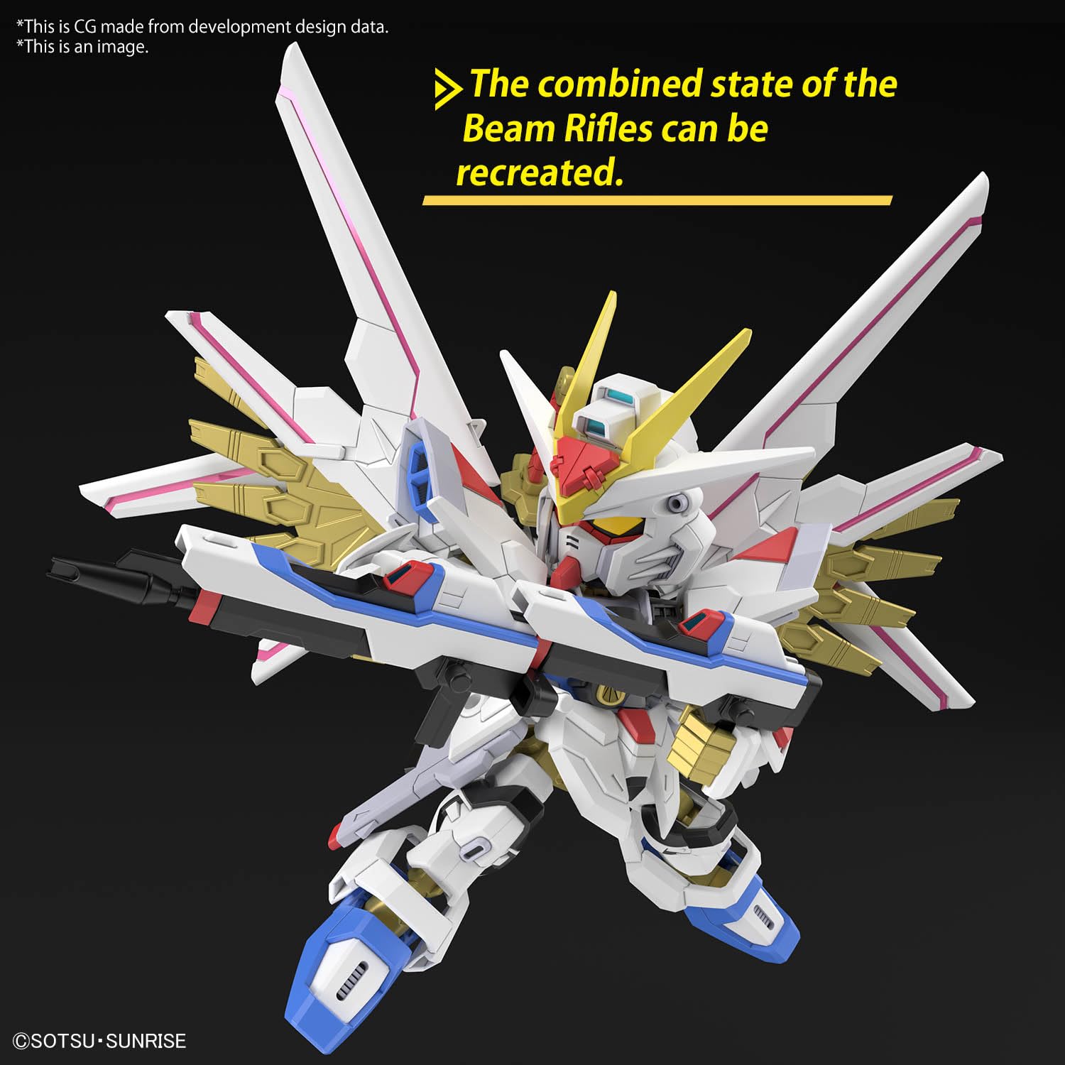 SD Gundam Cross Silhouette SDCS Mobile Suit Gundam SEED FREEDOM Mighty Strike Freedom Gundam Modèle en plastique à code couleur, Rouge, blanc