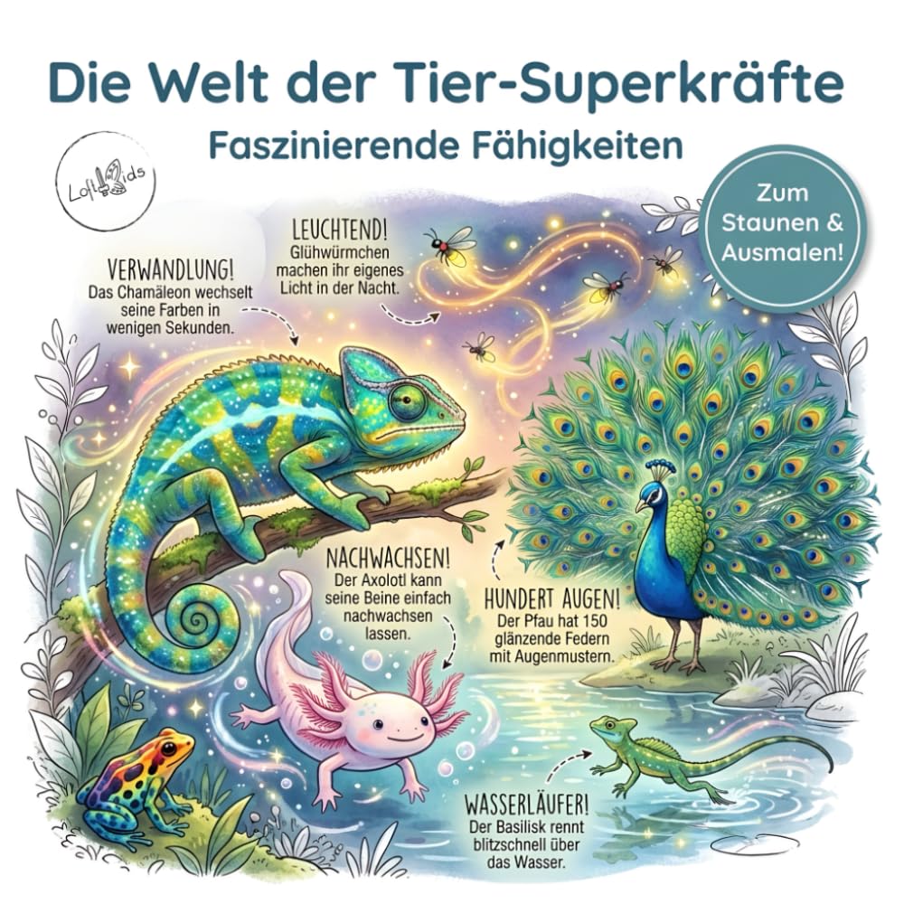 Die Welt der Tier-Superkräfte: Von schnell bis unsichtbar: Entdecke faszinierende Fähigkeiten der Tierwelt (Staunen & Ausmalen)