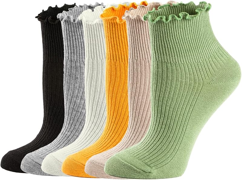 Pack de 6 pares de medias con volantes para mujer Mcool Mary, lindo calcetín de punto cálido de invierno de algodón con volantes