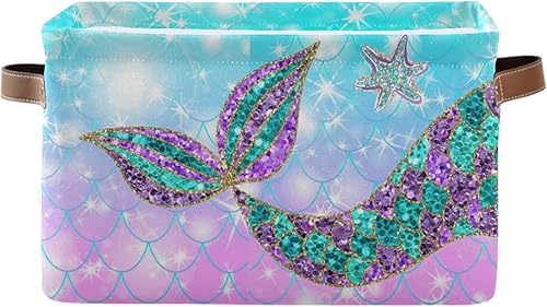 Cesta de almacenamiento rectangular  Caja de almacenamiento plegable con asas de cuero para el hogar, oficina, guardería, dormitorio, estante