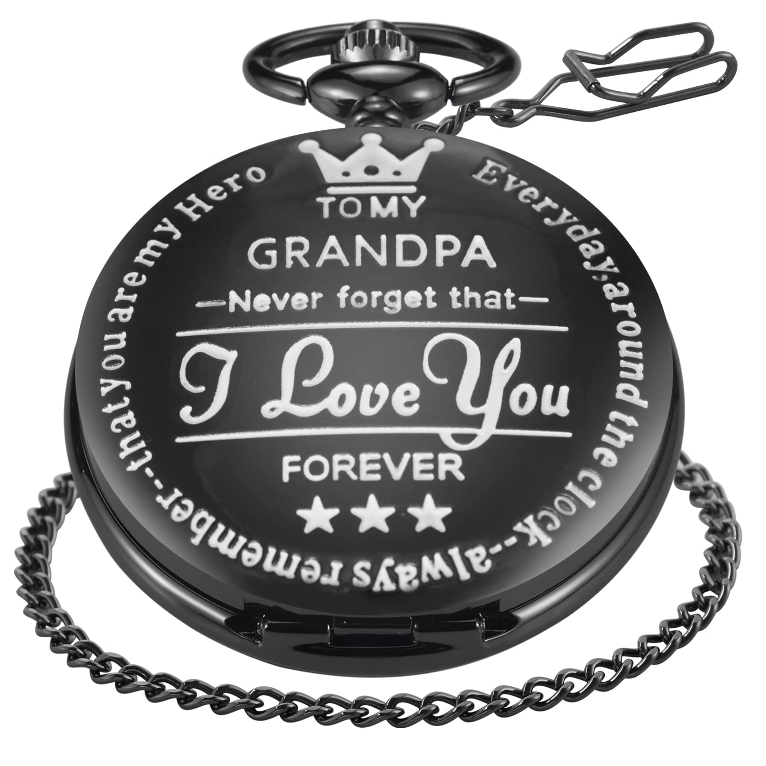 Reloj de bolsillo para hombre grabado para padres y abuelos con cadena de coleccionista 8