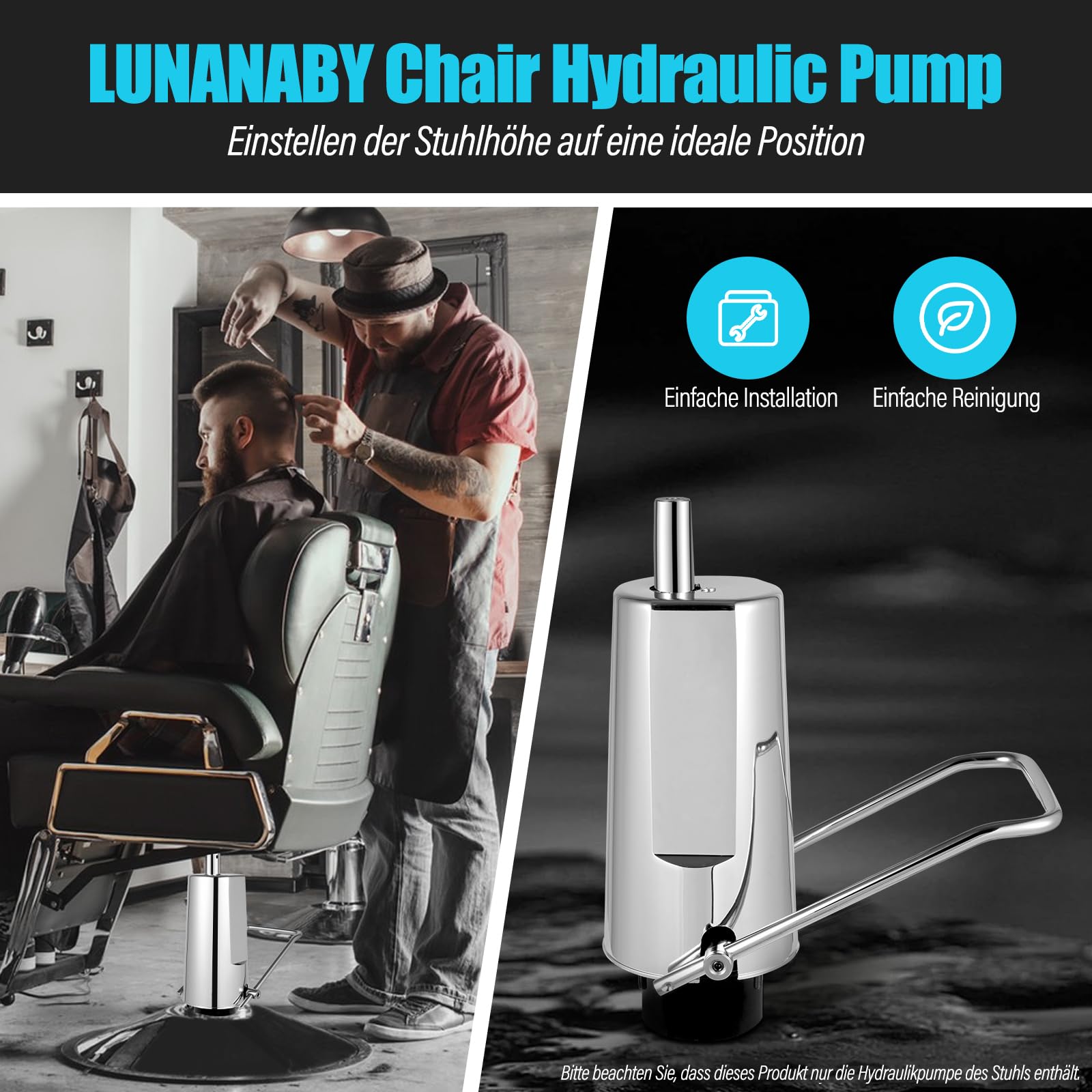 Barber Chair Hydraulikpumpe Friseurstuhl Hydraulische Pumpe Ersatz, Barbier Stuhl Salonstühle Hydraulikpumpe aus Gusseisen Einstellbare Höhe 11CM Tragfähigkeit 200KG, Silber