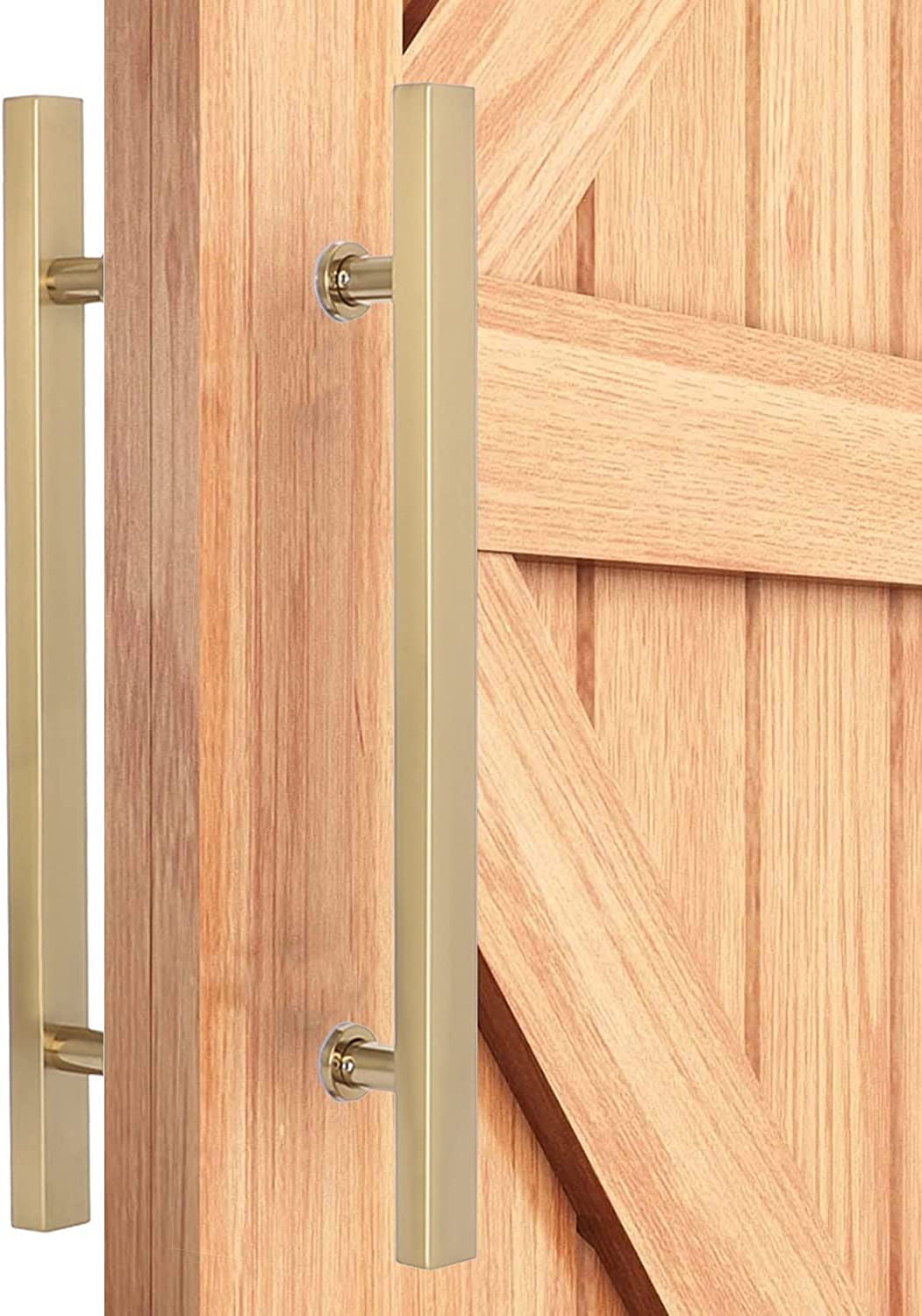 MXXQRHF Stainless Steel Sliding Barn Door Handle Set - 60cm(23.6in) Gold Push Pull Bar for Interior/Exterior Glass & Wooden Doors - Complete Hardware Included
