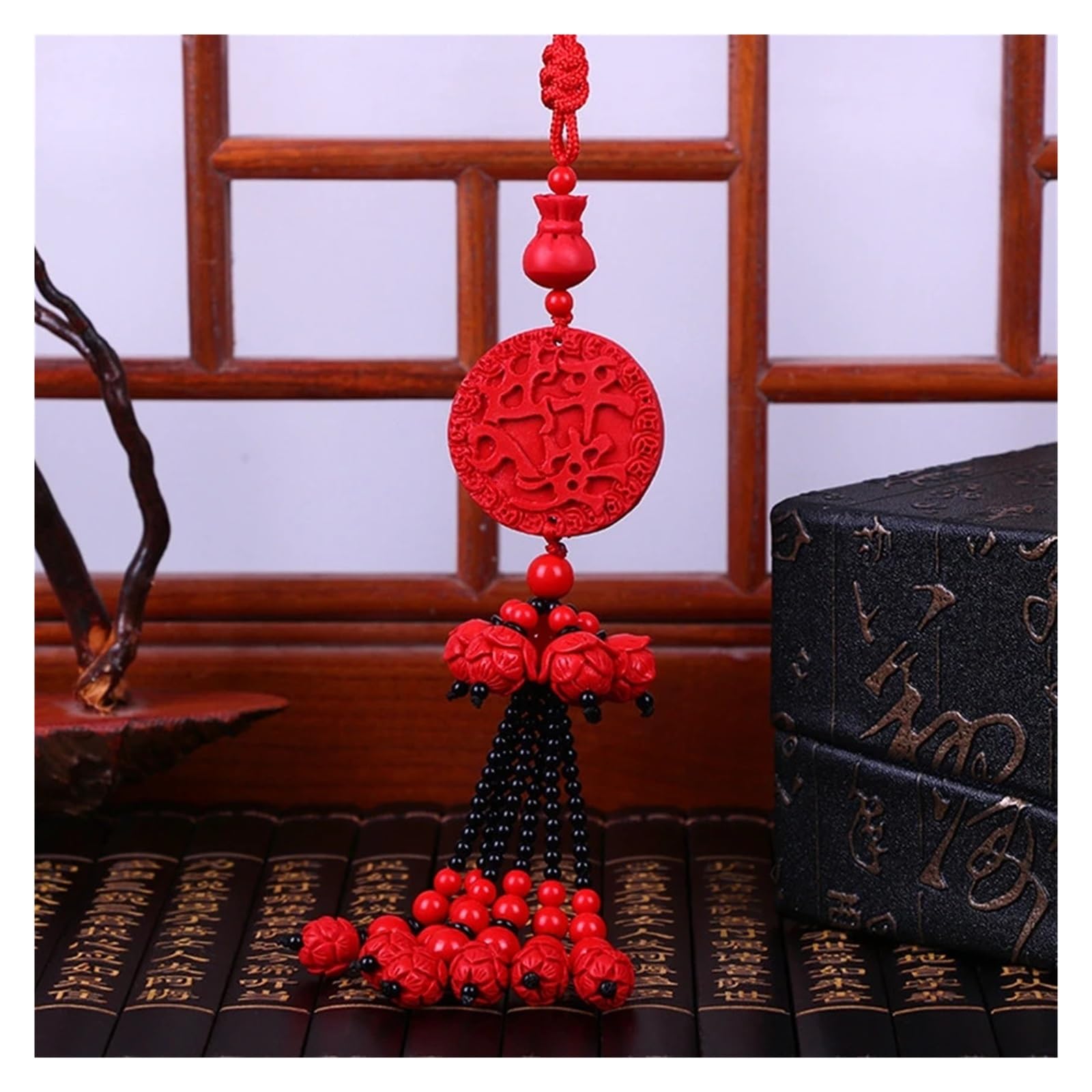 Fit for Cinnabar Car Pendant - Buddha Flower Rearview Mirror Hanging Decoration(G)