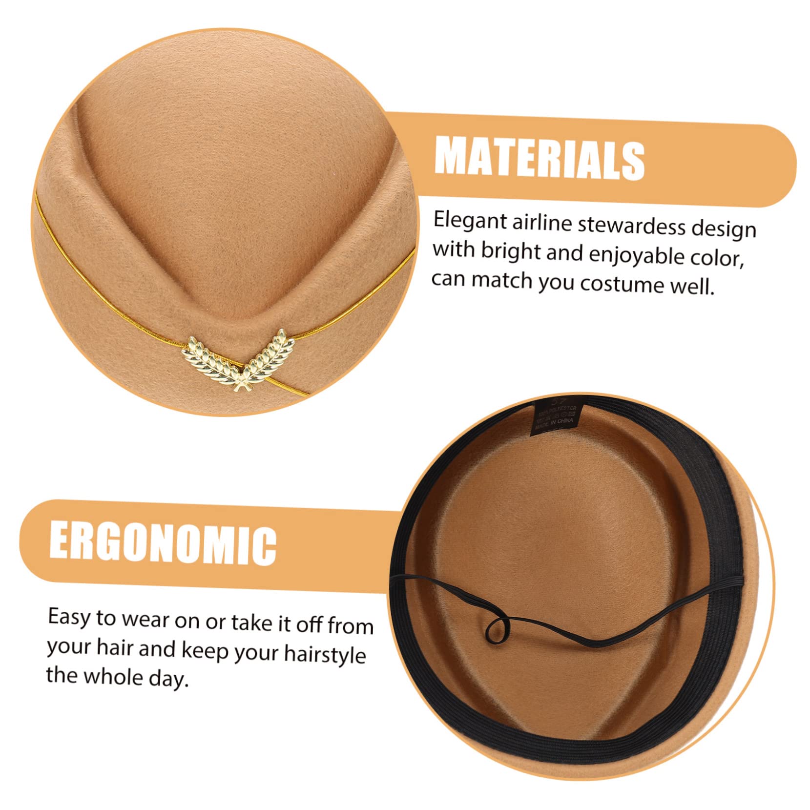 5piezas Sombrero De Azafata Para Disfraces De Aerolínea Accesorio De Cosplay Para Fiestas y Eventos Textura y Confortable