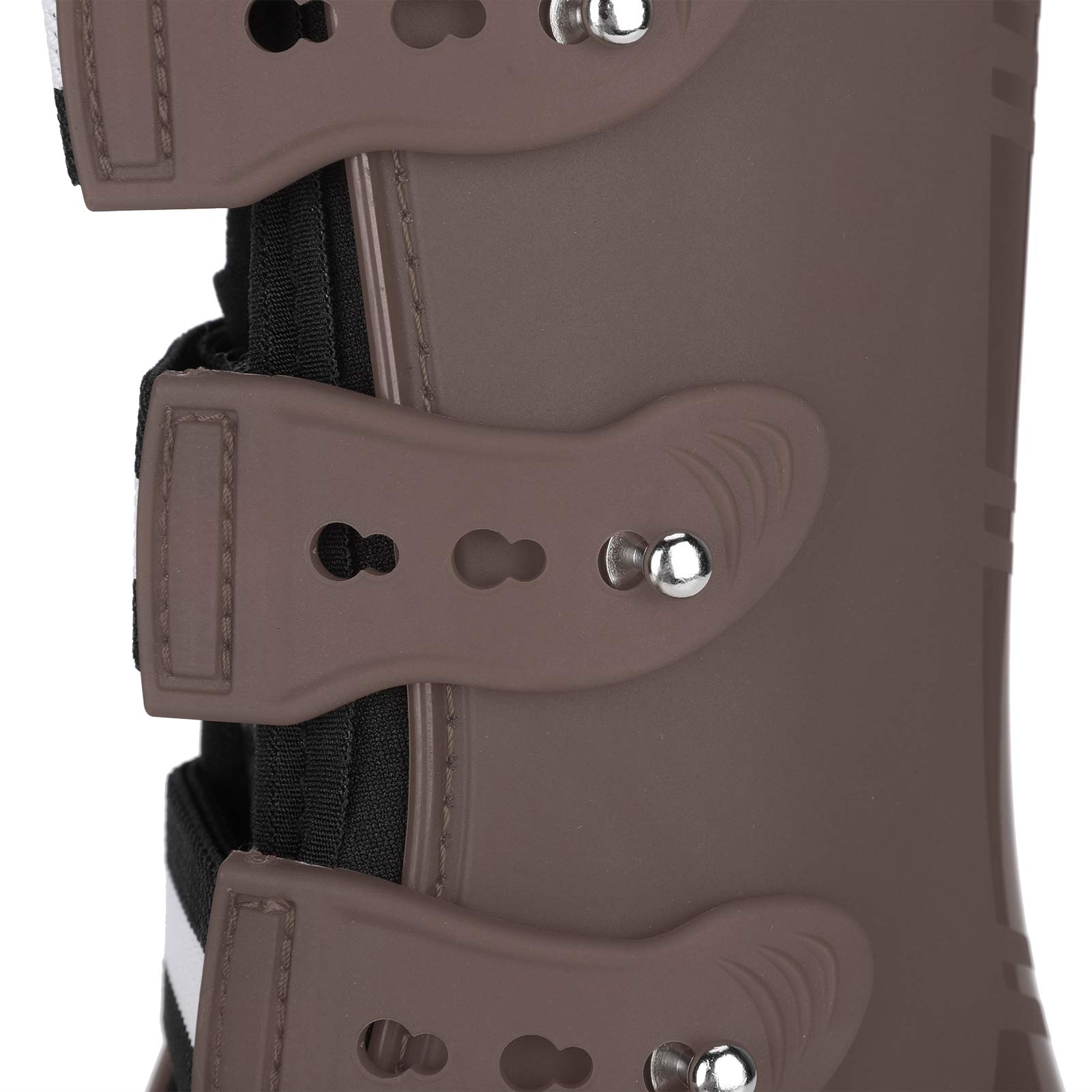 Gambale per Cavallo Ispessito Protettore per Gambe con Fodera Morbida e Durevole per il Comfort e la Sicurezza del Cavallo Materiale PU Marrone 4 unità (Medio)