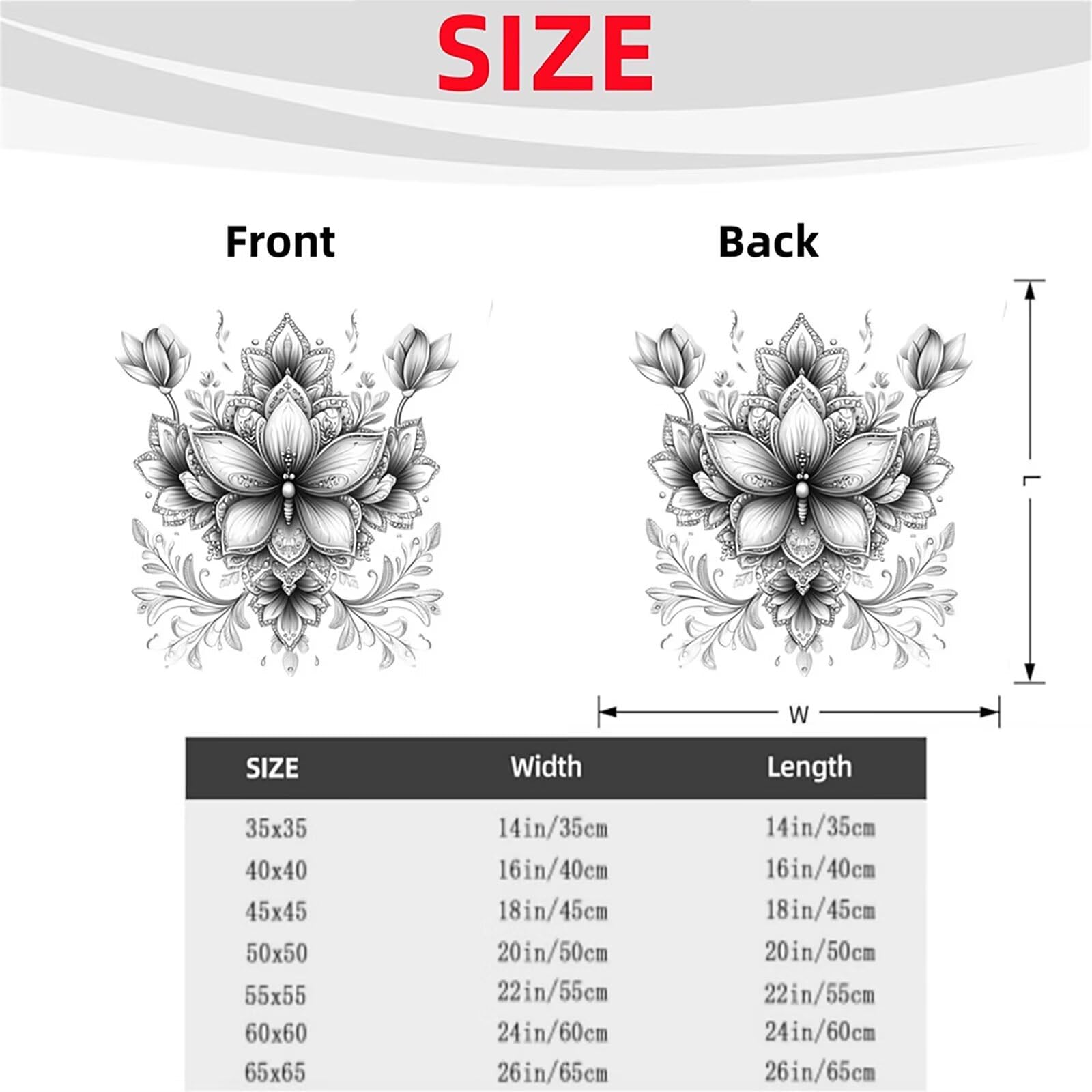 Kissenbezug 65 x 65 Outdoor Kissenbezug 65 x 65 CM Doppelseitiger Druck Schwarz und Weiß Deko Sofakissen Bezug Mandala Kopfkissen Bezug für Frühling Sofa Bett Deko, Geschenke für Frauen (Samt) BZ16185