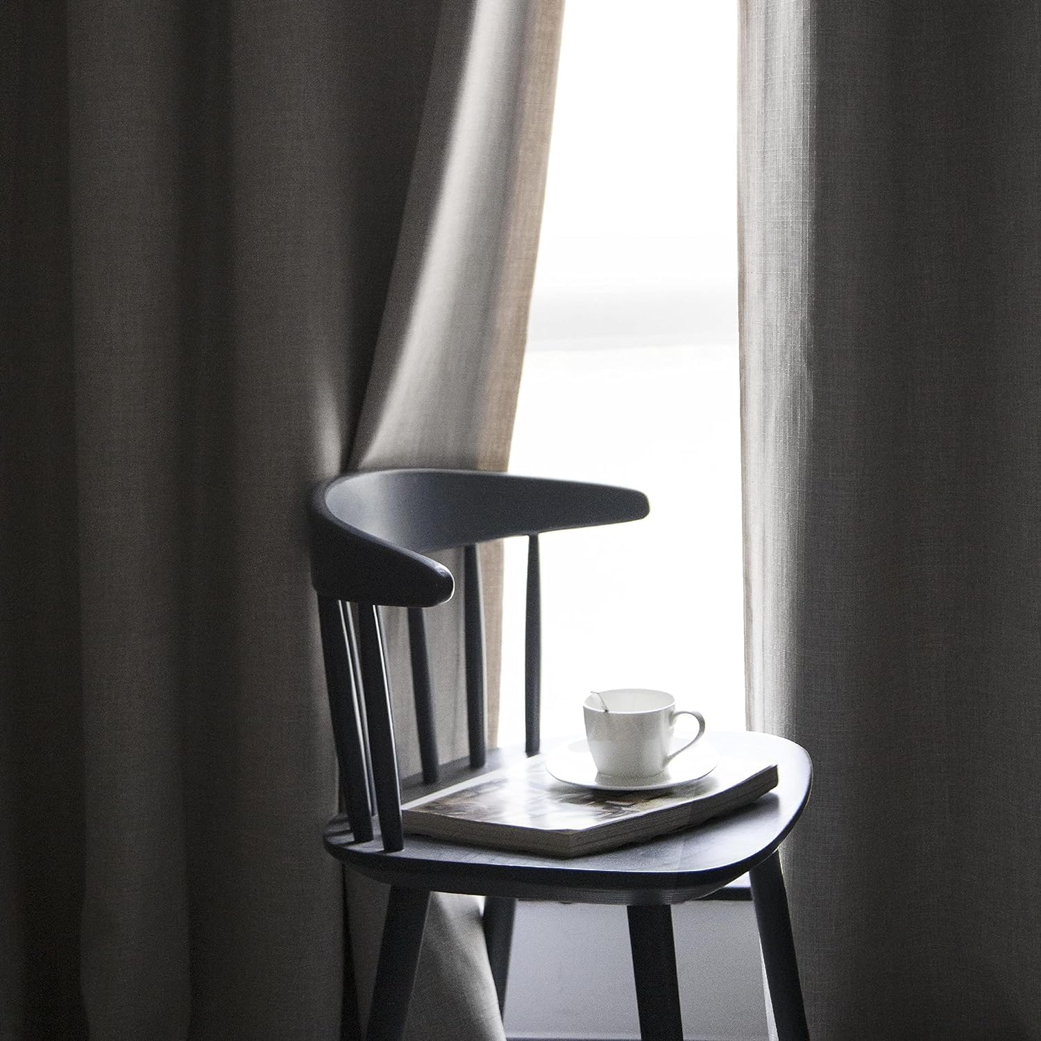 always4u Vorhang Blickdicht 100% mit Ösen, Elegente Gardinen Wohnzimmer Modern Abdunkelnde Vorhänge Schallschutz Schlafzimmer Fenster, Weiß Elfenbein 245x140cm 2er Set