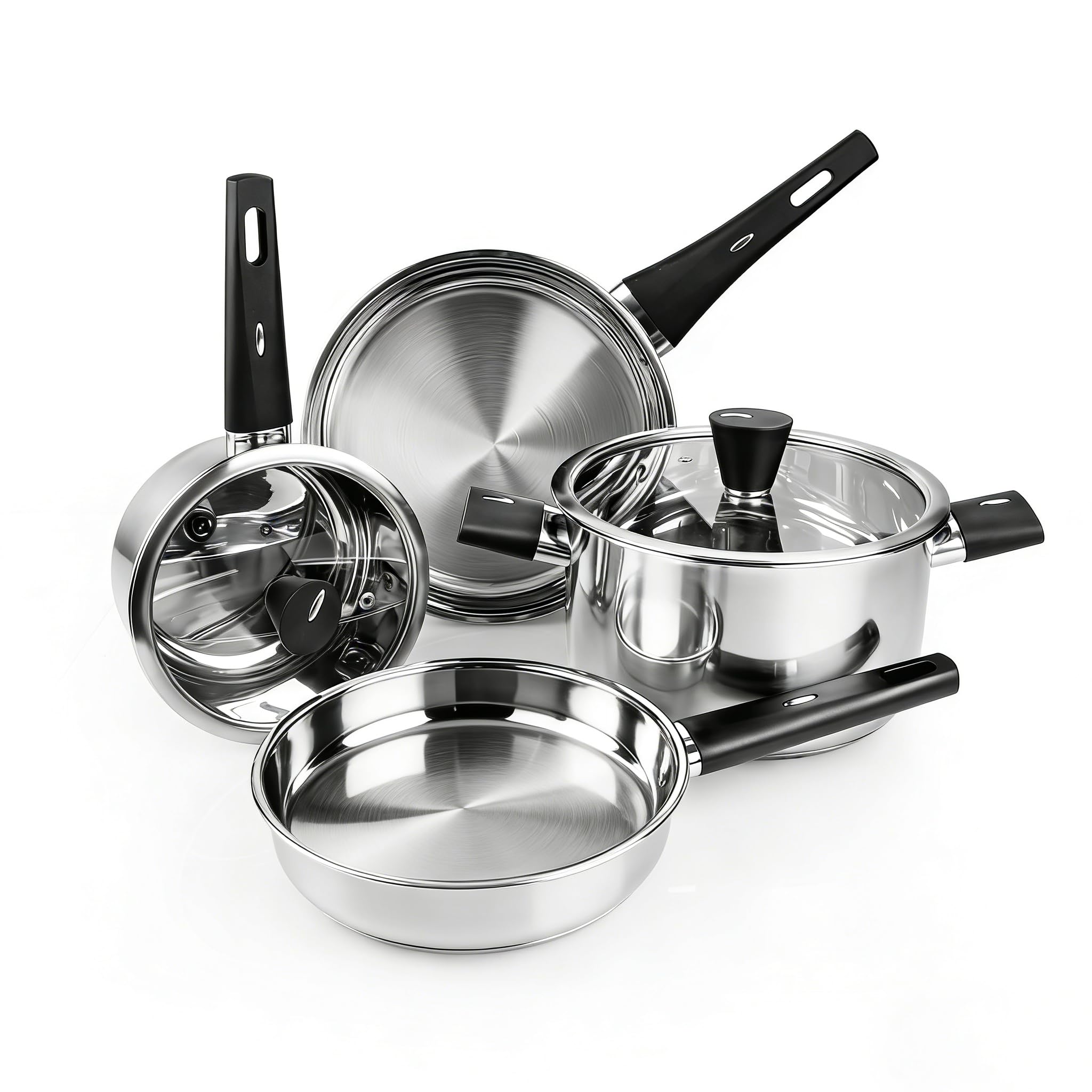 Meythway UPGRADE Stainless Steel Pots and Pans Set, 6PCs