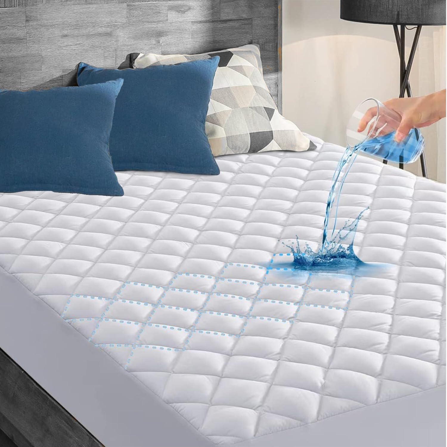 Quilted Waterproof mattress protector Toddler Bed - Super Absorbent Mattress Protector - Soft & Breathable Toddler mattress protector - Waterproof sheet fitted style (180X200CM)