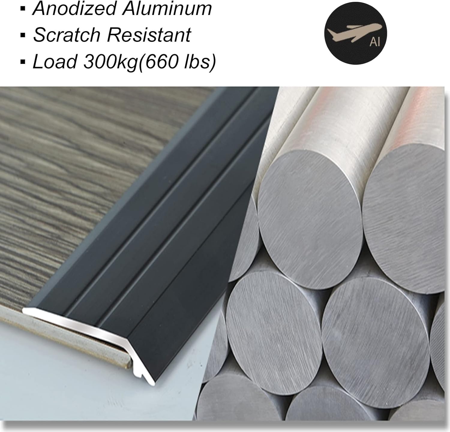 L/Laminate/Hardwood Floor Door Transition Strip, Aluminum Carpet Tile Edge, 2.5cm Wide Entry Threshold Ramp (Gold 2 L 80cm/31.5 in)