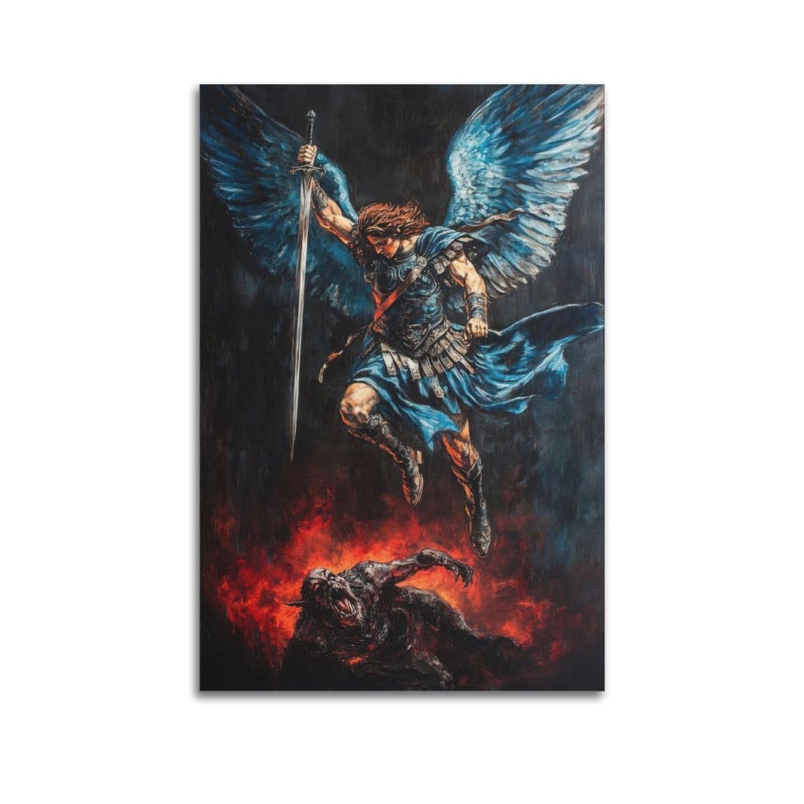 ESTE Saint Archangel Michael Defeated Satan Artistic Poster Decorative Painting Canvas Modern Art Picture 16x24inch(40x60cm)