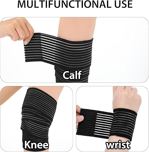 Miniatura 6 de 2 piezas de mangas de compresión para isquiotibiales y muslos, manga de compresión elástica para pantorrillas, ajustable, rodilla, inferior, pierna,