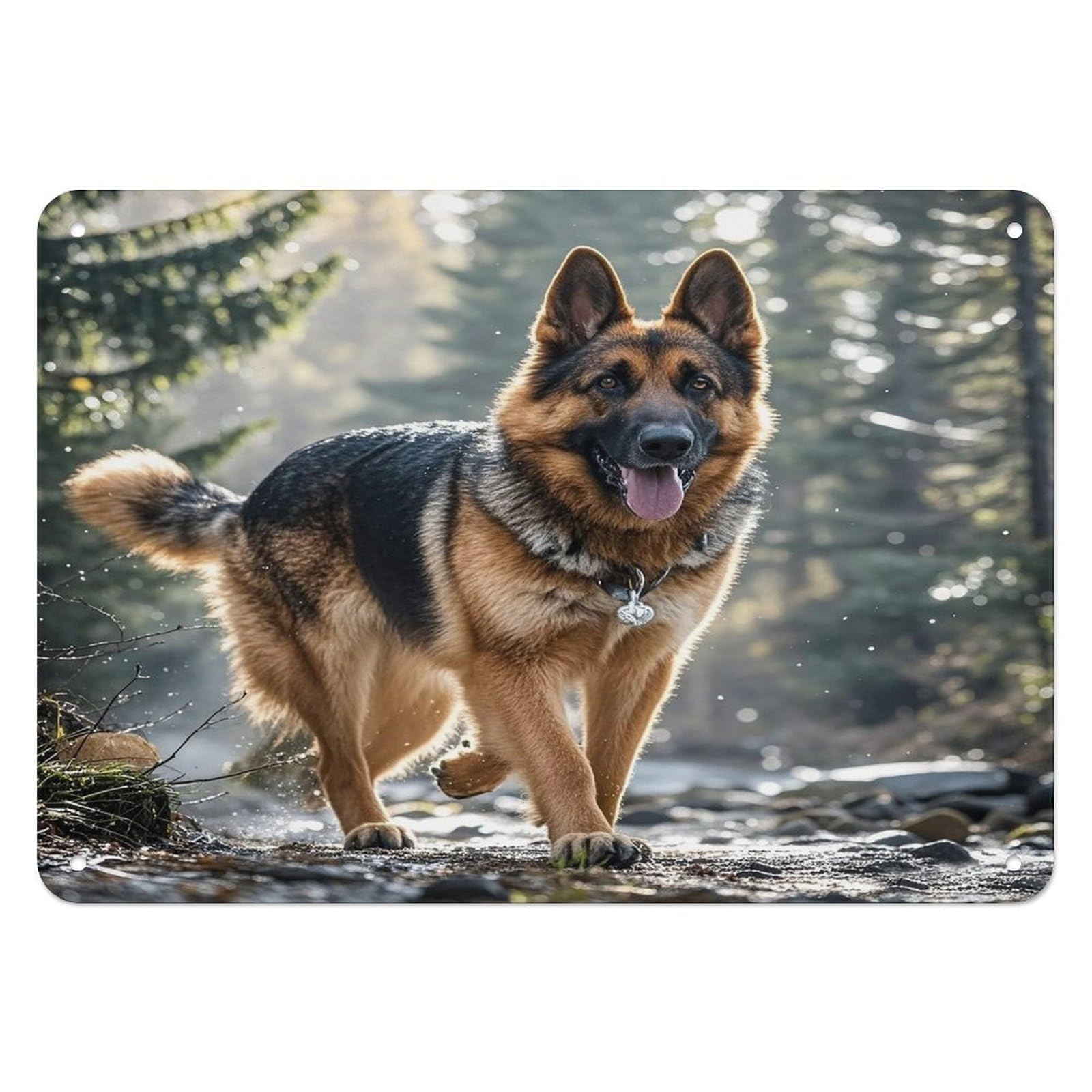 Fekiloot Style German Shepherd Dog Wall Decor Iron Painting Metal Sign