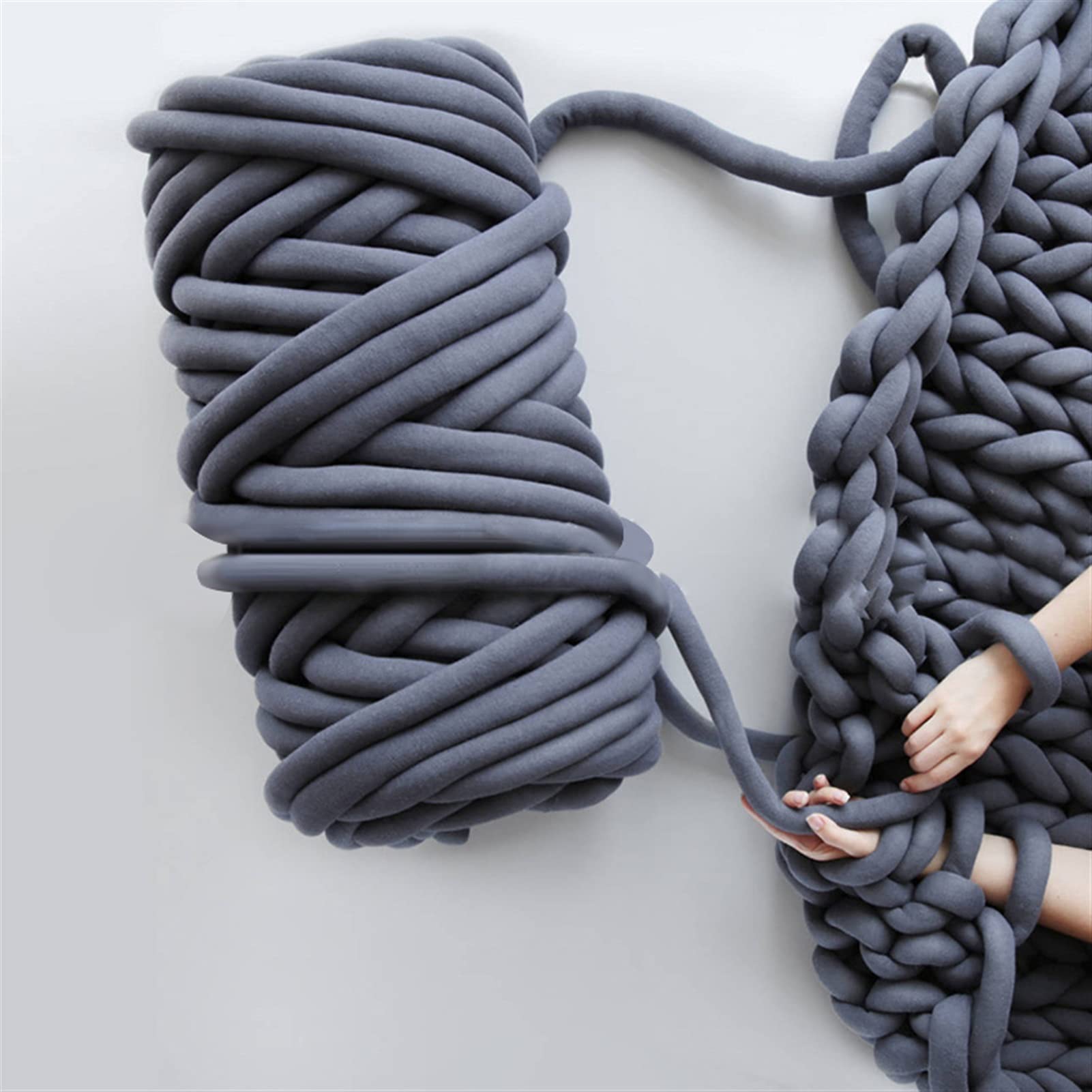 Hilado Grueso súper voluminoso Grueso for Tejer a Mano Ganchillo Suave algodón Grande Bricolaje Hilo de Hilado de Punto de Tejer Brazo for Manta Ovillos Lanas (Color : Darkgray-0.5KG)
