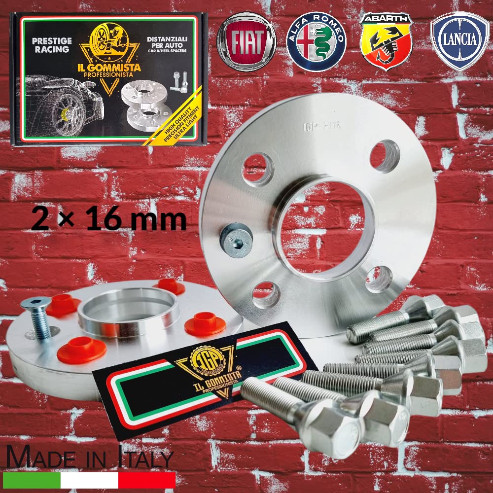IGP 2 DISTANZIALI 16 mm 4 x 98 mozzo 58.1 + 8 BULLONI compatibili con ALFA ROMEO MITO type 955 dal 2008 in poi *OK AUTO RUOTA CERCHI IN LEGA