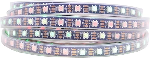 WS2812B Tira de LED RGB direccionable individualmente de 16.4 pies 5050SMD Smart Flexible Dream a todo color 60Pixelsm Luz PCB negra IP67