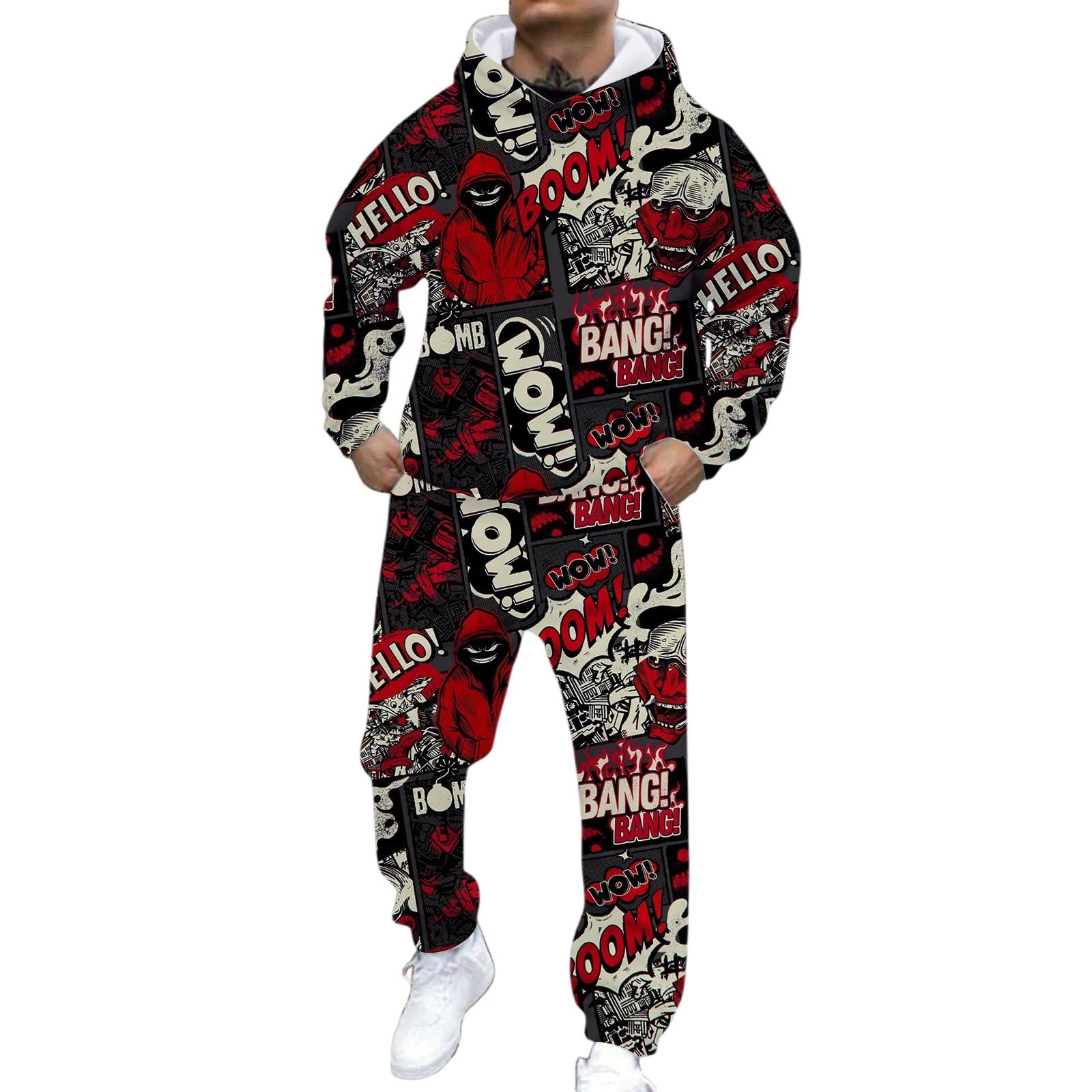 Volldruck-Trainingsanzug mit, lässiges Streetwear-Sweatshirt mit Jogginghose, Outfit für den täglichen Gebrauch