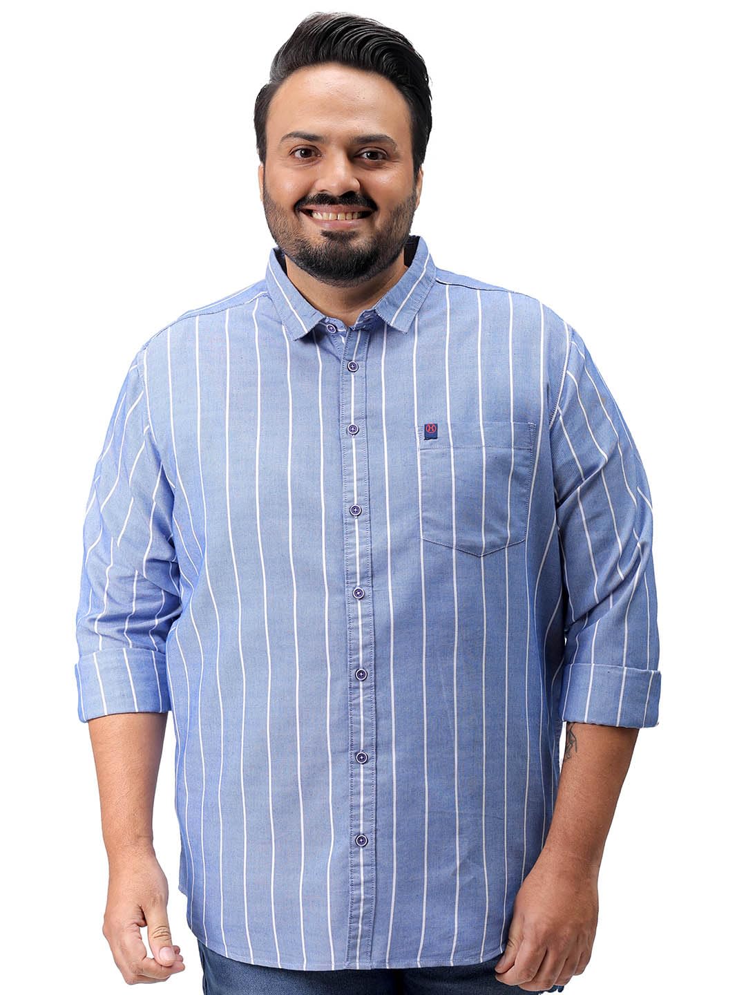 hardsoda by The Indian Garage Co Men Plus Size Regular Fit Vertical Striped Spread Collar Full Sleeves Casual Shirt-picture-5