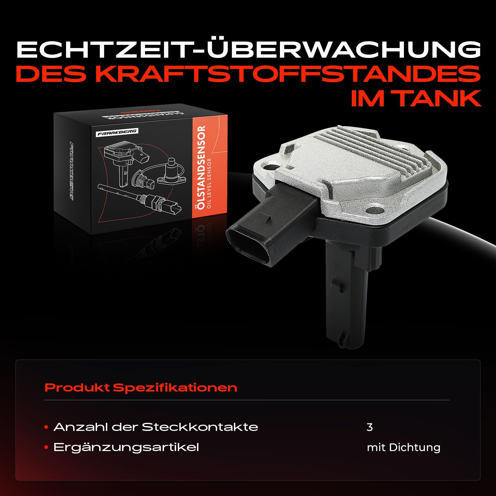 Frankberg Ölstandsensor Kompatibel mit Golf IV 1J1 1.4L-2.8L 1997-2005 Golf IV Variant 1J5 1.4L-2.8L A4 8D2 B5 1.6L-2.8L Passa.t 3B2 1.6L-2.8L 1996-2000 Replace# 1J0907660B