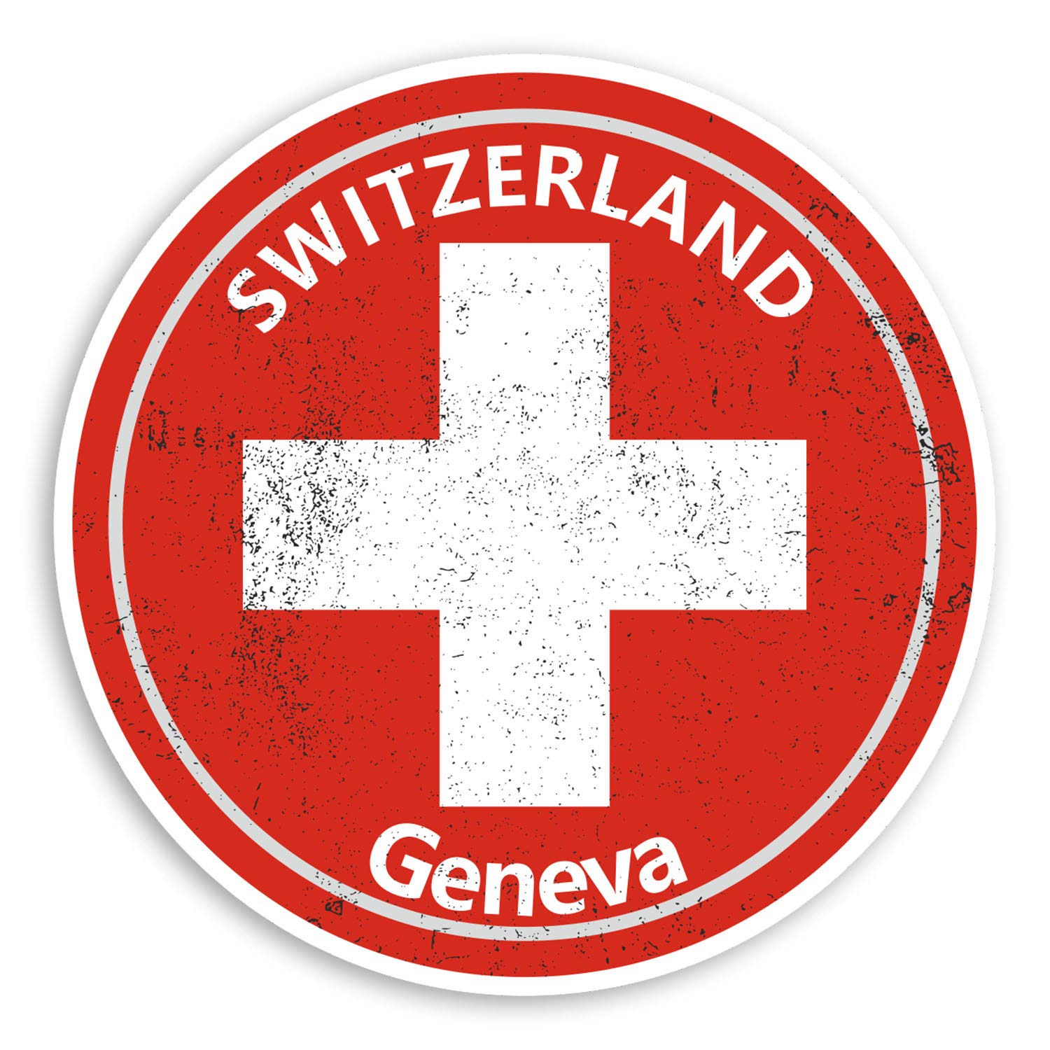 Destination Vinyl Ltd Multi 2 X 10Cm Geneva Switzerland Vinyl Stickers - Flag Travel Sticker Luggage #20562 (10Cm Wide)