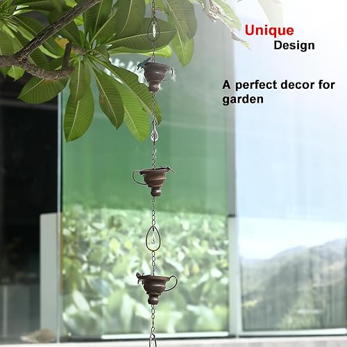 Miniatura 4 de Cadenas de lluvia, 8.5 pies de longitud de repuesto para canalones, lágrima acrílica y cadena de lluvia de mariposa..