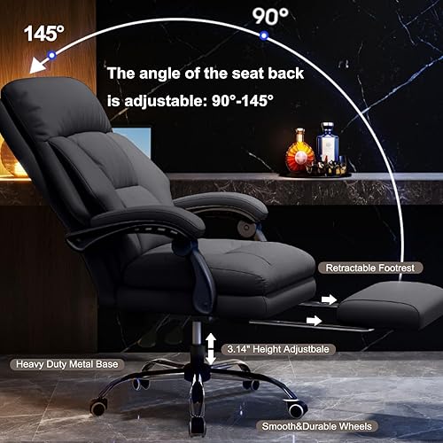 Miniatura 6 de Silla de oficina con reposapiernas, sillas de escritorio ejecutivas con ruedas, respaldo alto, sillas de juegos para computadora, silla de trabajo