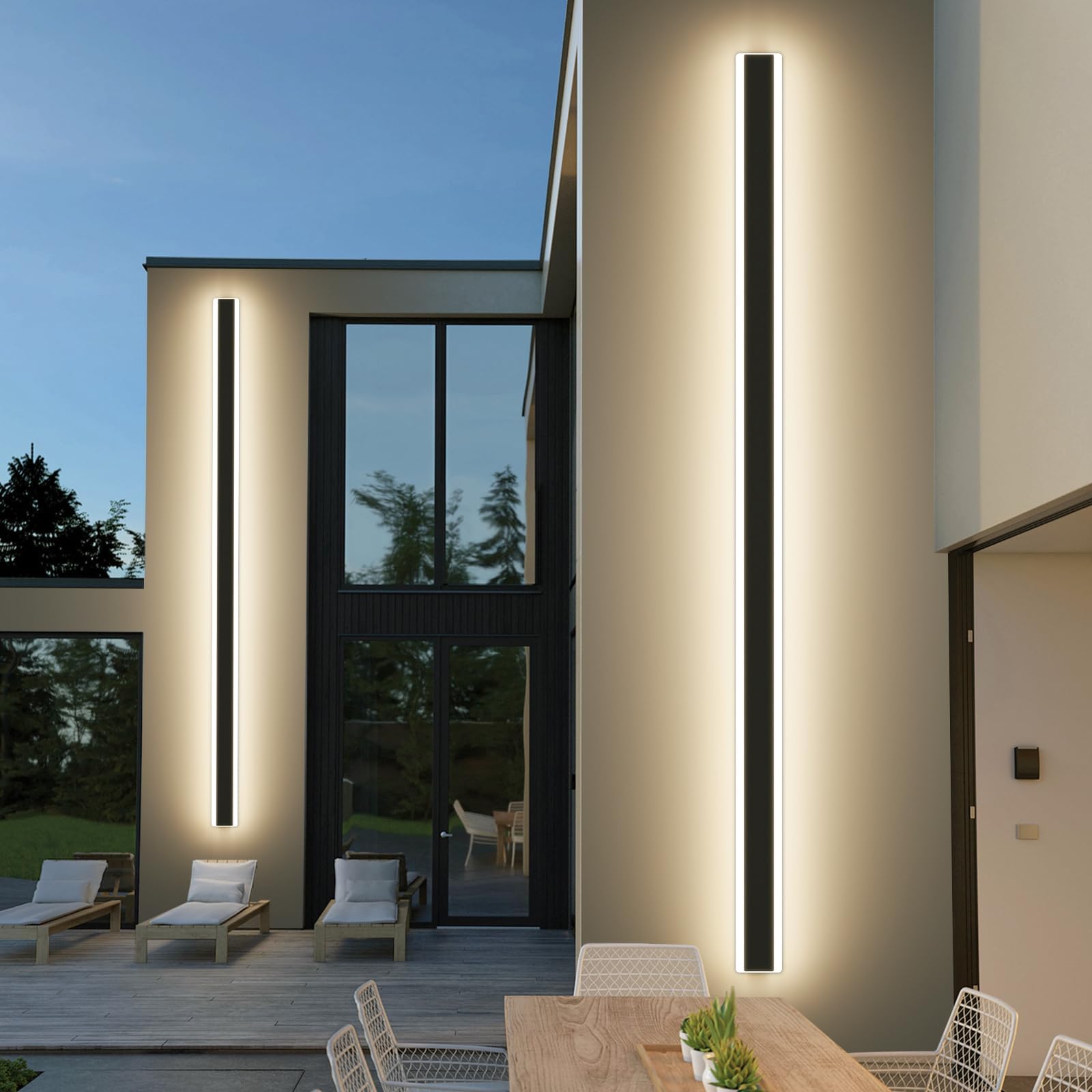 Mikeru 40CM Black Wall Lights, 2Packs Modern Acrylic Wall Light 3000K/4500K/6500K 3 Color Hard Wired Outside Light Wall Mounted Light for Lighting in Front of Mirrors, Garden Decoration — view 57