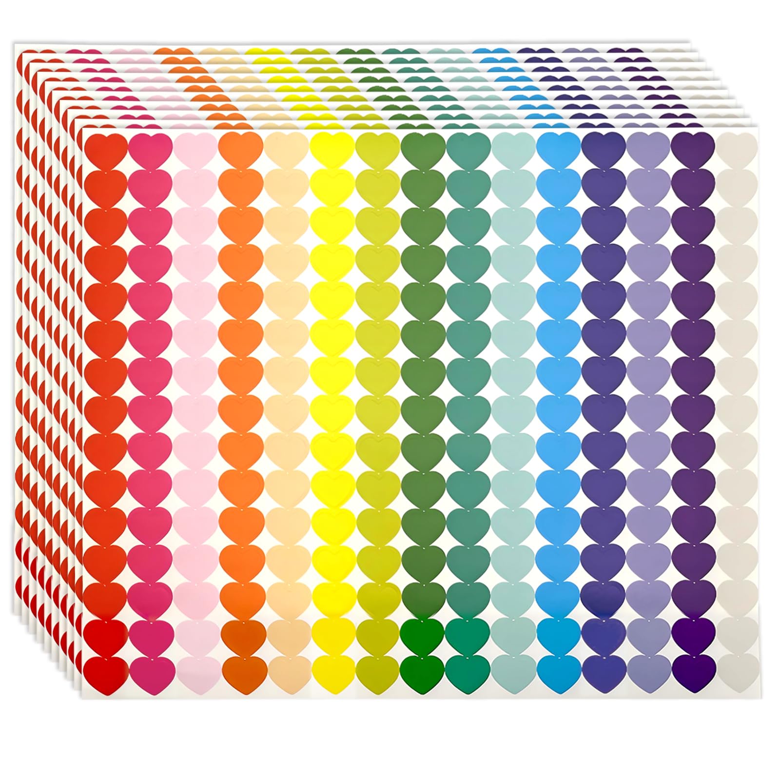 Love Heart Stickers, 4500 Pcs Small Cute Decorative Hearts Stickers Self Adhesive Coloured Love Sticker for Scrapbook Envelopes