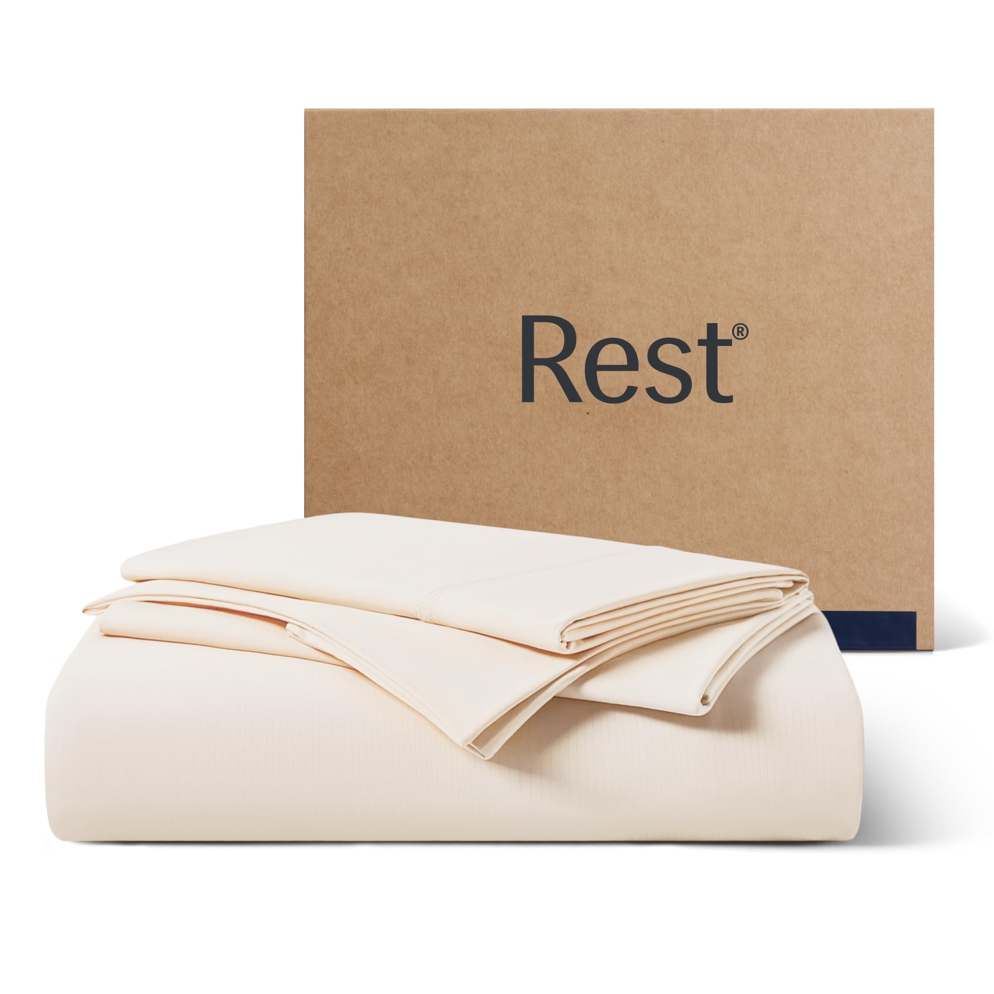 REST® Evercool®+ Starter Sheet Set, Queen, Ivory, Breathable Bed Sheets for Hot Sleeper and Night Sweats, with Pillowcases, with Ionic+ Self-Cleaning Silver Yarn for Sensitive Skin, 3PCS No Flat Sheet