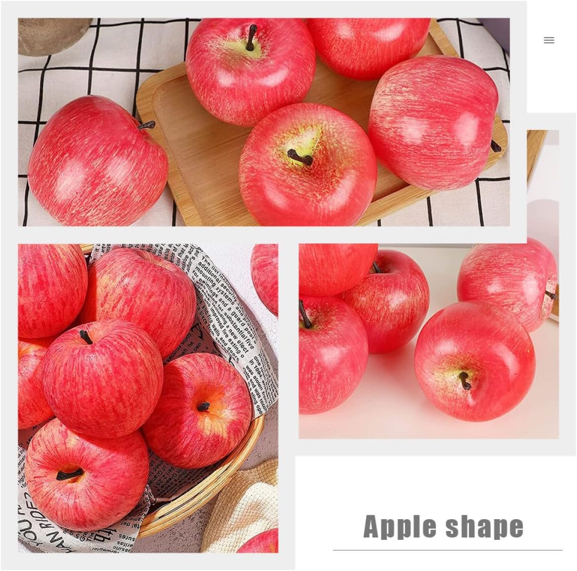 Realistic Artificial Fruit Model Home Decor Red and Green Simulated Fruit Ornaments 6pcs Set for Kitchen Display and Table Decoration