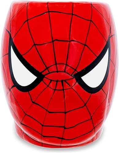 Silver Buffalo MC7095 Marvel Spiderman Face - Taza de cerámica 3D, 20 onzas