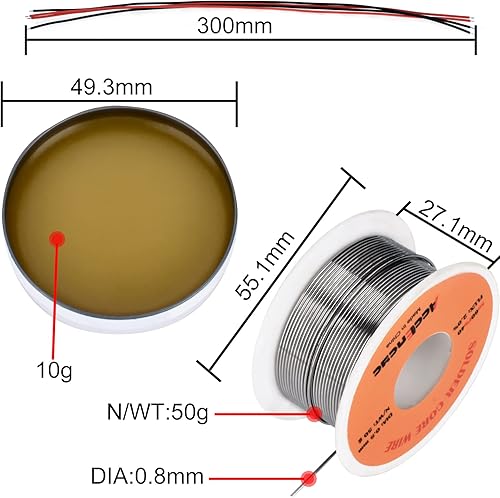 Miniatura 2 de AccEncyc Kit de fundente de alambre de núcleo de soldadura y pasta de colofonia de estaño, plomo, núcleo de colofonia, alambre de soldadura y pasta