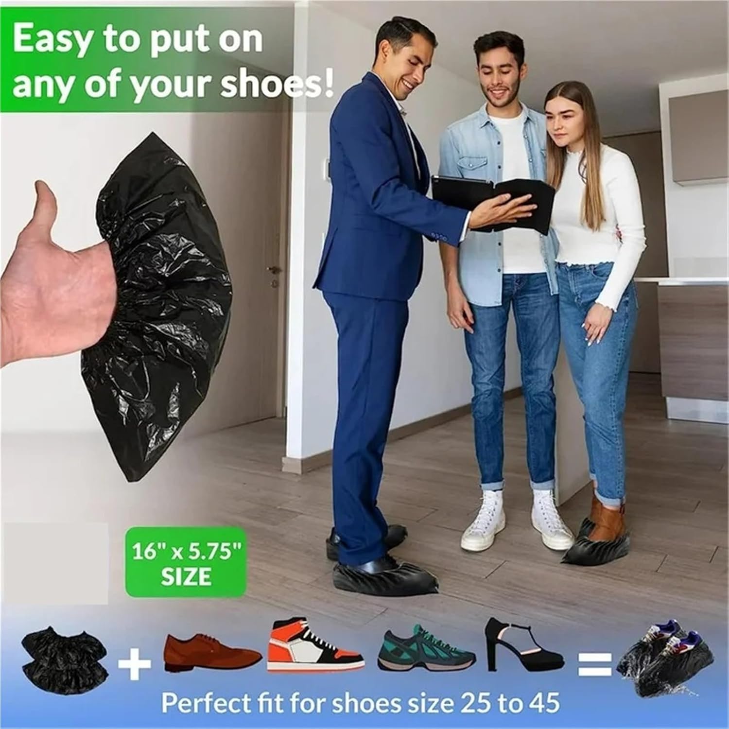 Shoe Covers Disposable 200PCS Non-Woven Dust Proof Shoe Boot Covers Anti Slip Booties Protectors for Indoors Floor Carpet(Blue)