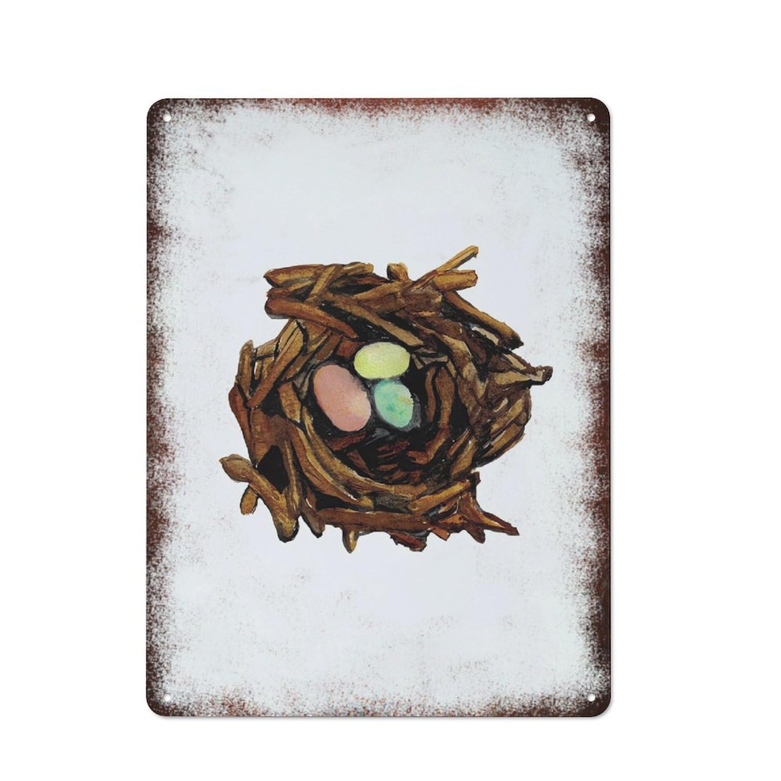 peiyeety Metal Tin Sign Bird Nest With Eggs Pattern Vintage Rustic Wall Art Kitchen Bathroom Bedroom Living Room Cafe Farmhouse Entryway Office Garage Home Bar Laundry Room Porch Patio 8x12 Inch