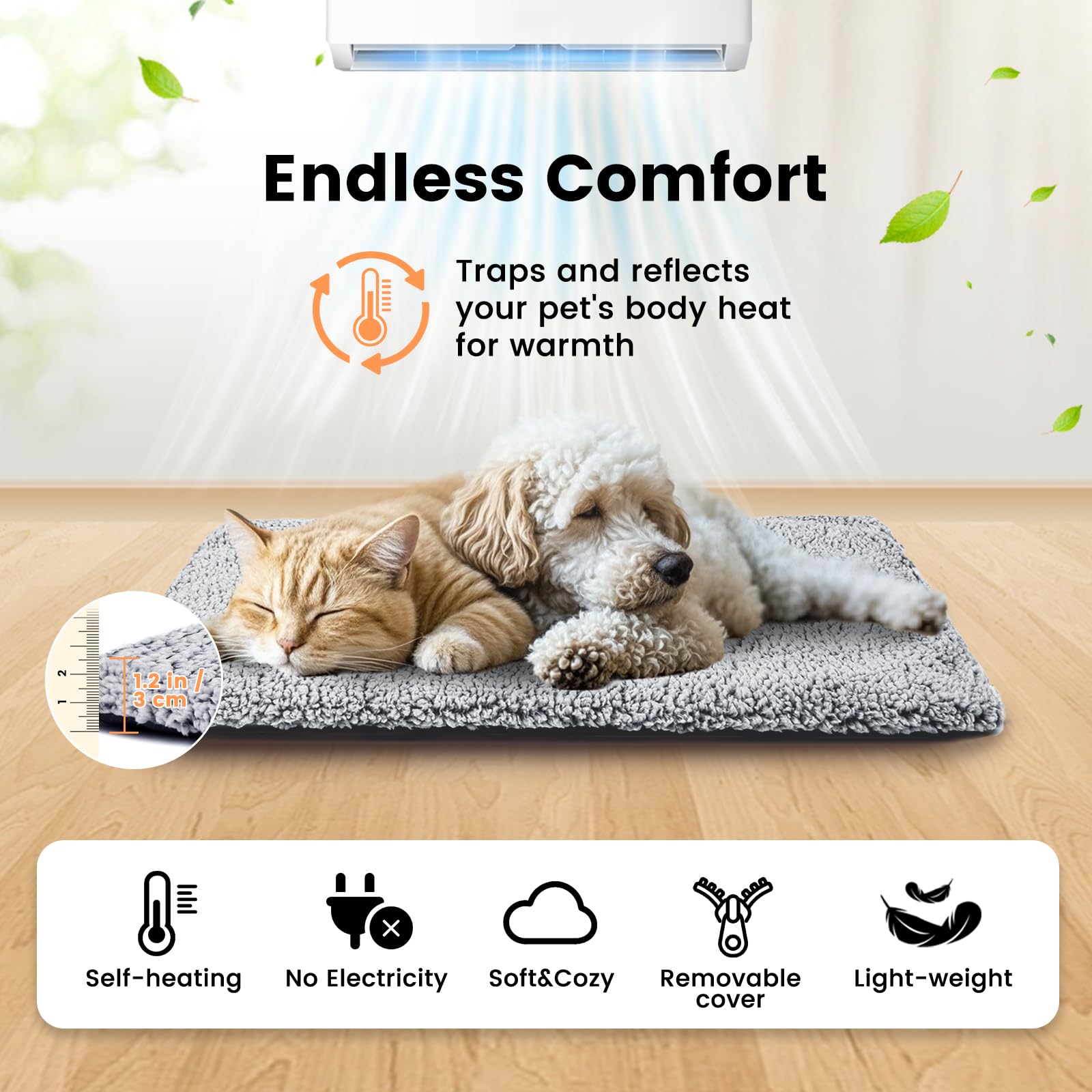 Manta Térmica Autocalentable Para Gatos Y Perros Chumix - Sin Electricidad, Lavable - Tamaños S/M/L/XL/XXL (XL 58x88 Cm)