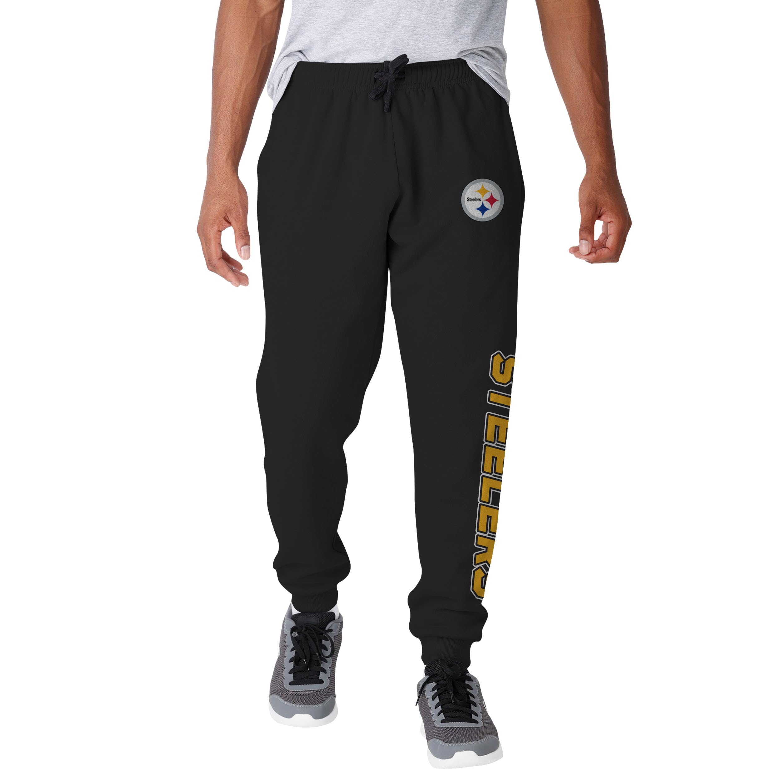 FOCO NFL Men's Officially Licensed Team Color Primary Logo Prime Time Football Sweatpants Joggers Pants, Pittsburgh Steelers, Small