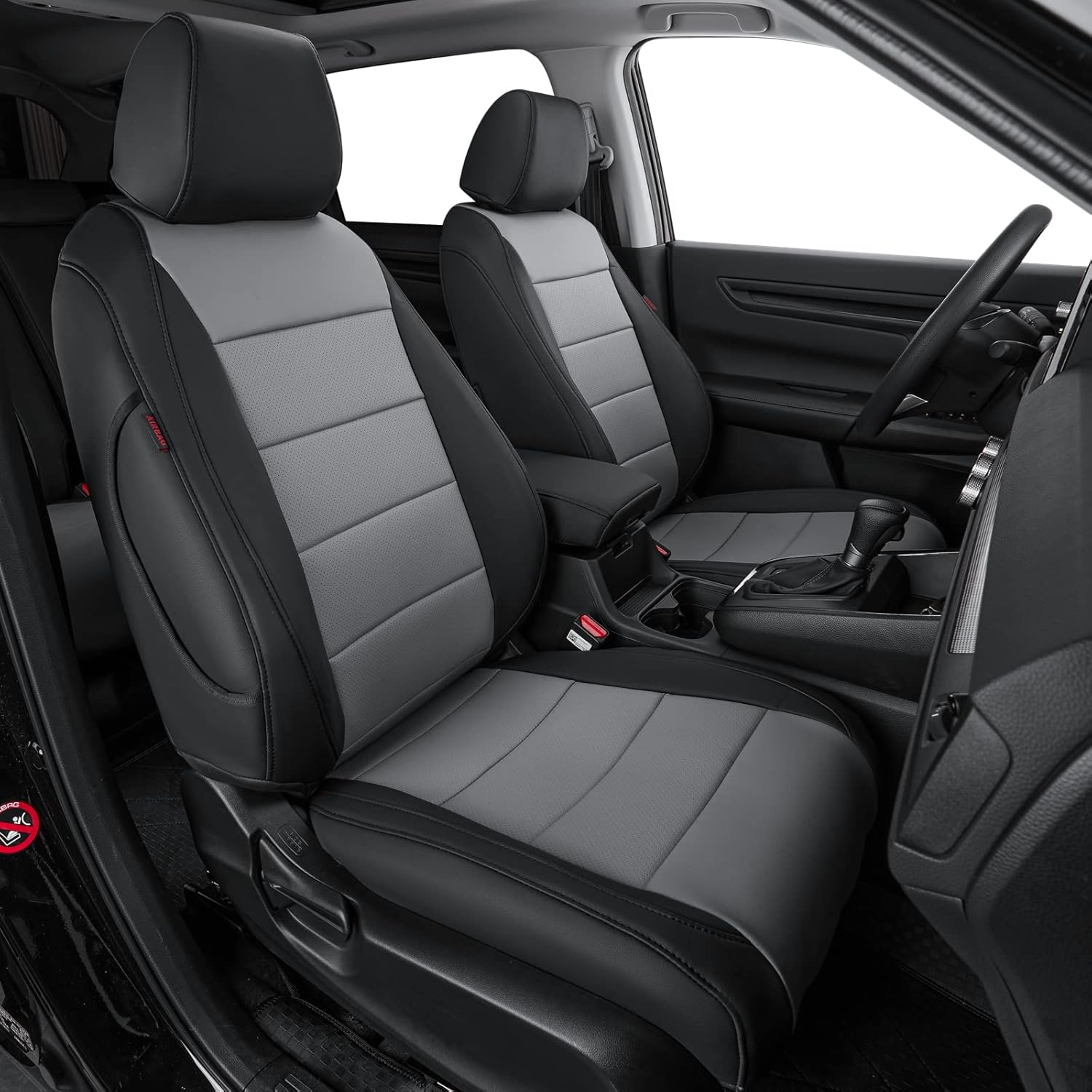 coverdream Full Set Customized Car Seat Covers Fit for 2018 2019 2020 2021 Honda Civic Hatchback EX,EX-L,Sport,Sport Touring,Fully Covered Leatherette Seat Protector (Black&Gray)